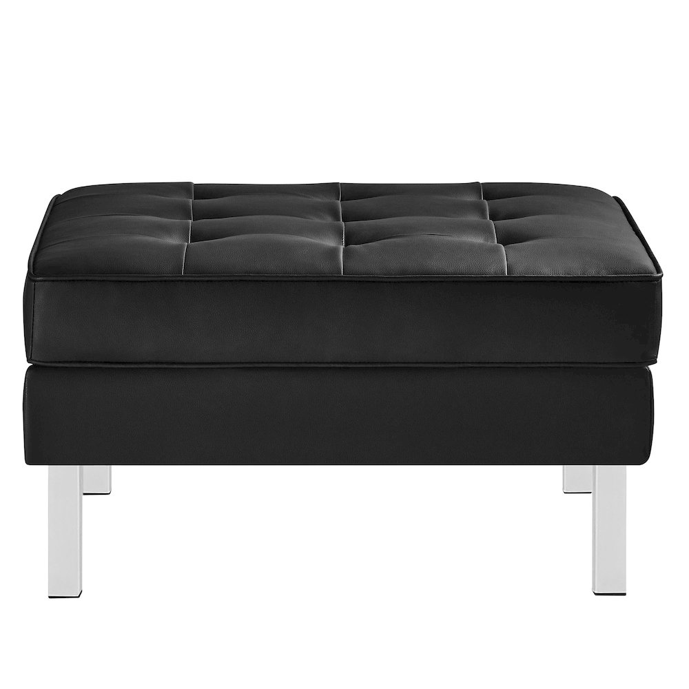 Loft Tufted Vegan Leather Ottoman. Picture 4