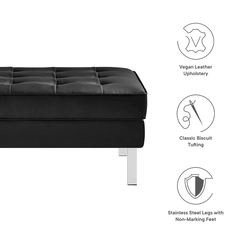 Loft Tufted Vegan Leather Ottoman. Picture 2