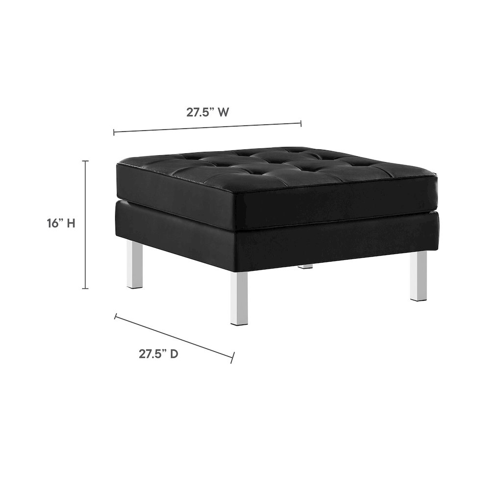 Loft Tufted Vegan Leather Ottoman. Picture 3