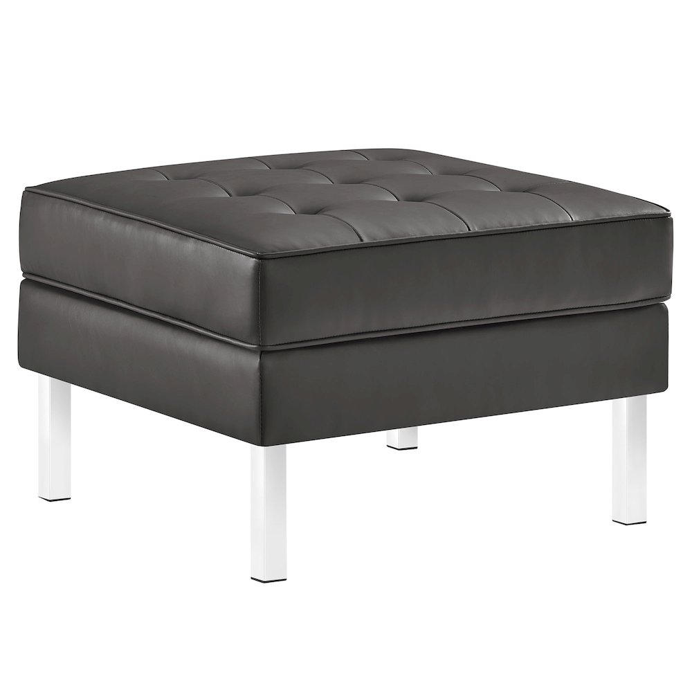 Loft Tufted Vegan Leather Ottoman. Picture 1