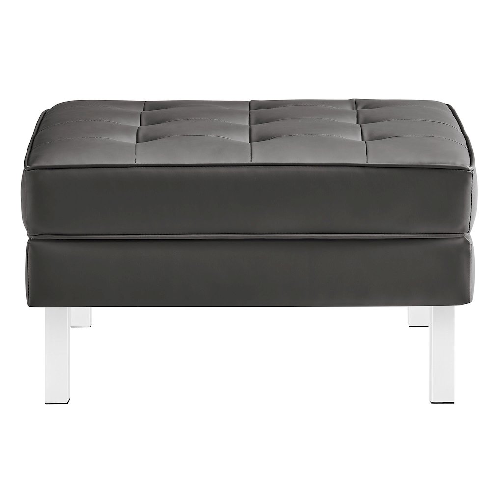 Loft Tufted Vegan Leather Ottoman. Picture 4