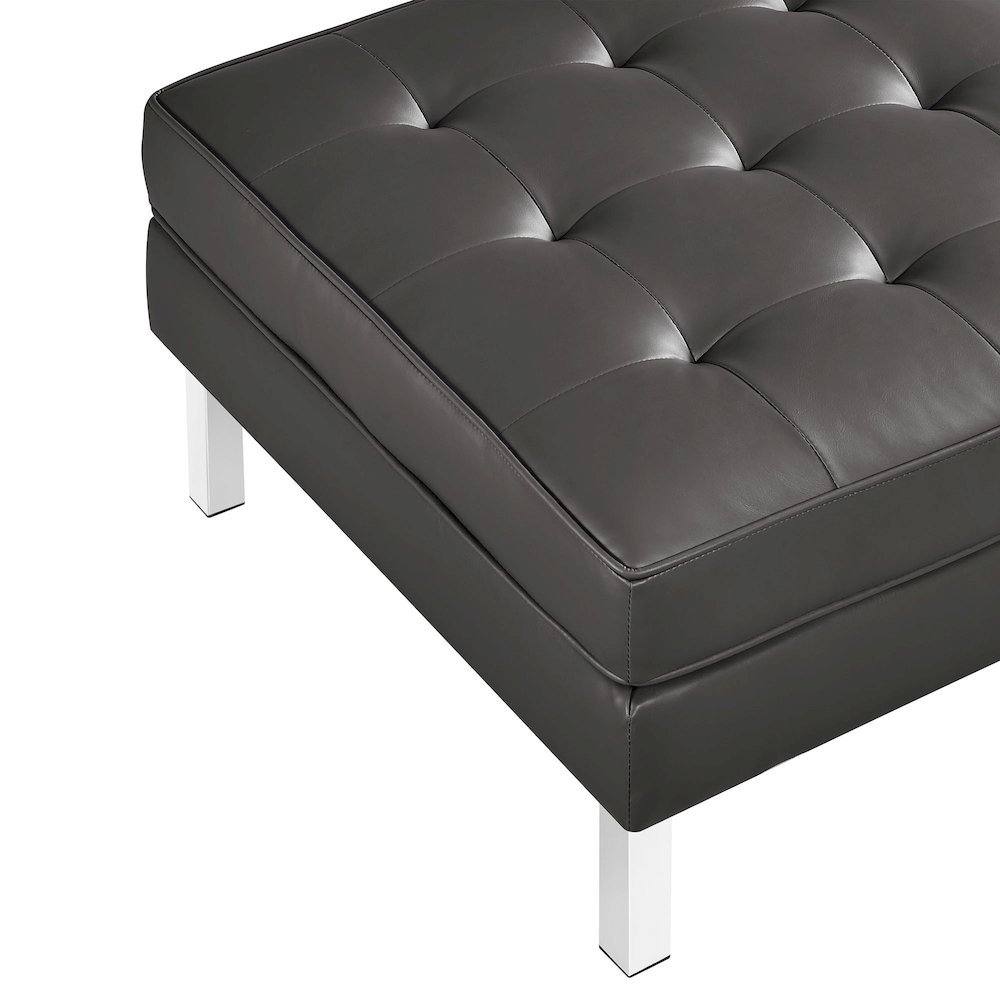 Loft Tufted Vegan Leather Ottoman. Picture 5