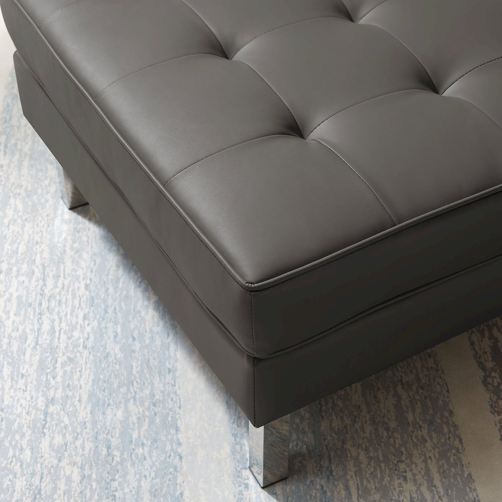 Loft Tufted Vegan Leather Ottoman. Picture 6