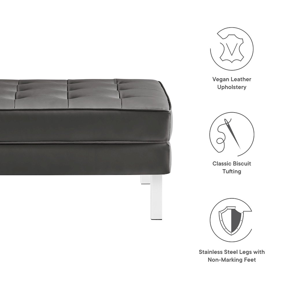Loft Tufted Vegan Leather Ottoman. Picture 2