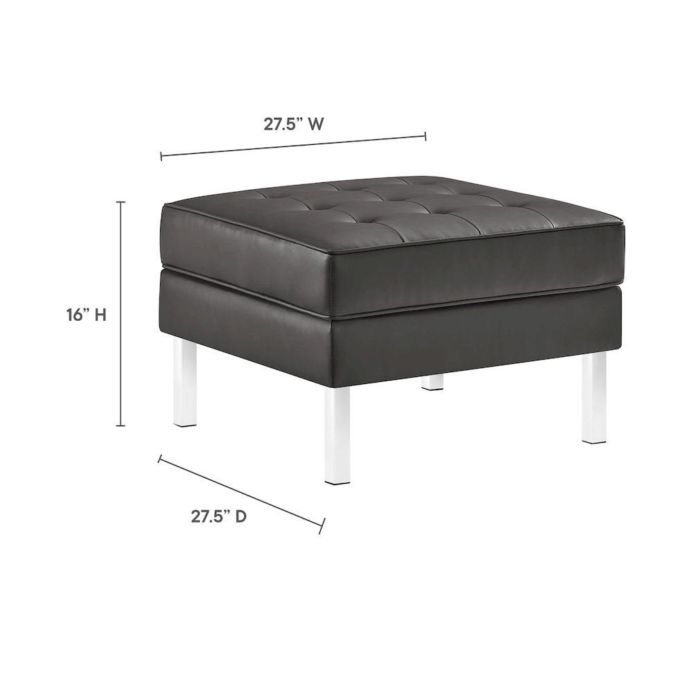 Loft Tufted Vegan Leather Ottoman. Picture 3