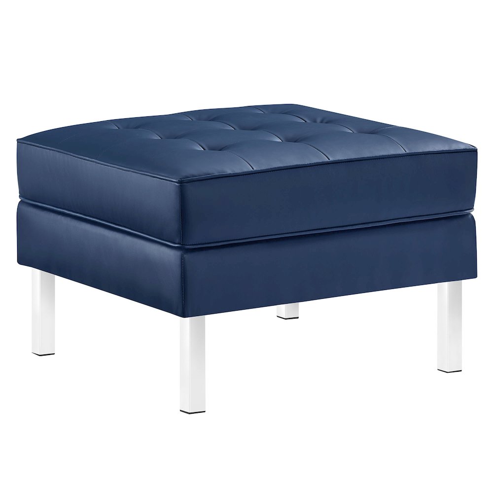 Loft Tufted Vegan Leather Ottoman. Picture 1