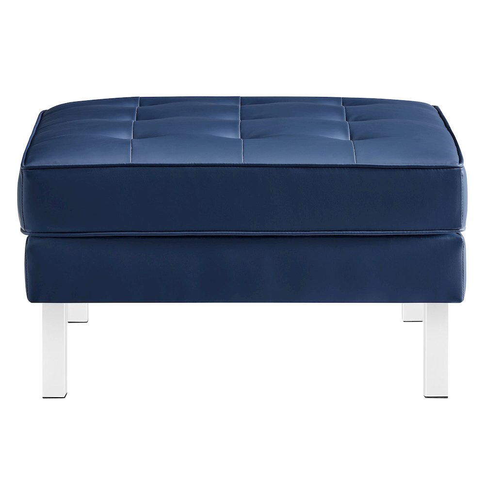 Loft Tufted Vegan Leather Ottoman. Picture 4