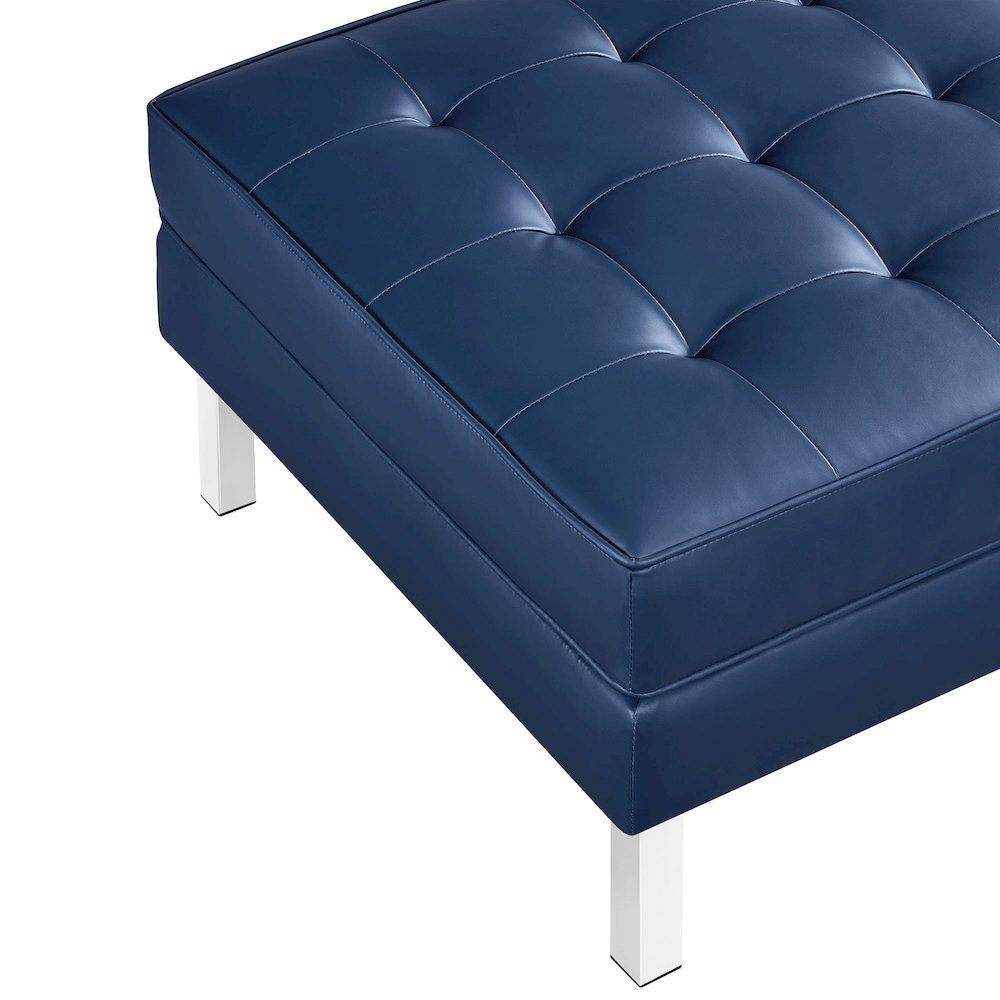 Loft Tufted Vegan Leather Ottoman. Picture 5