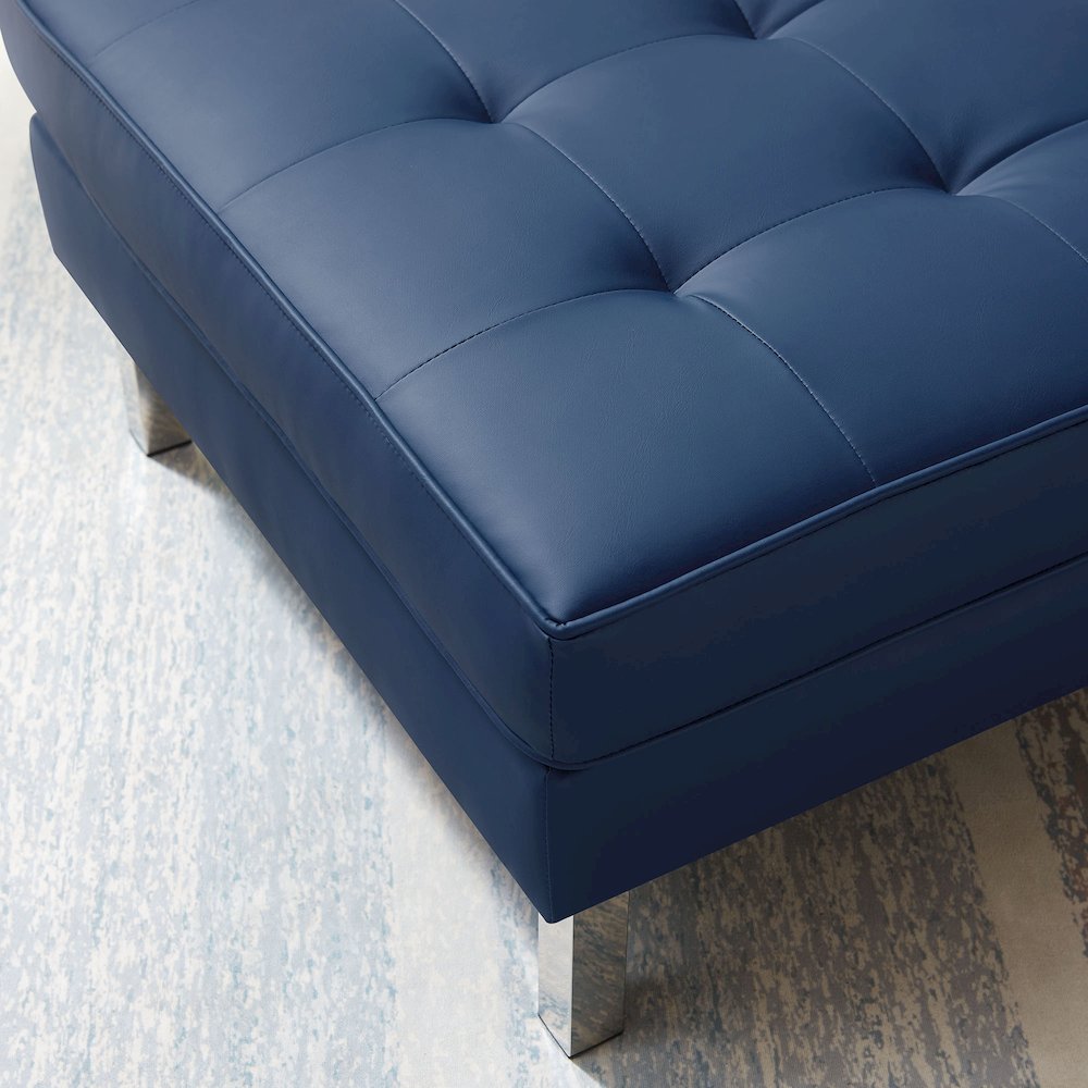 Loft Tufted Vegan Leather Ottoman. Picture 6