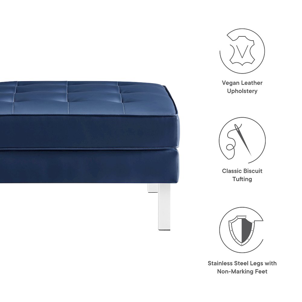 Loft Tufted Vegan Leather Ottoman. Picture 2