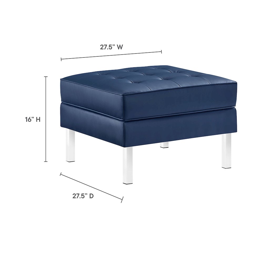 Loft Tufted Vegan Leather Ottoman. Picture 3
