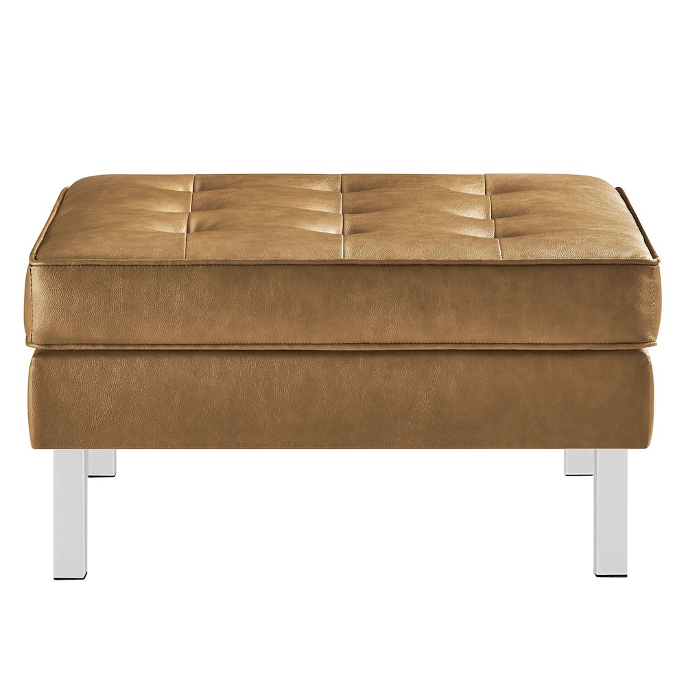 Loft Tufted Vegan Leather Ottoman. Picture 4