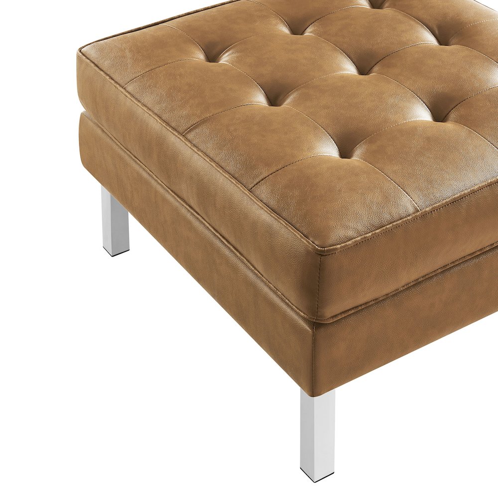 Loft Tufted Vegan Leather Ottoman. Picture 5