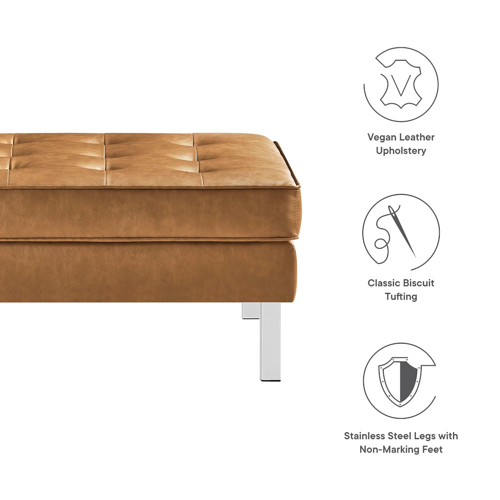 Loft Tufted Vegan Leather Ottoman. Picture 2
