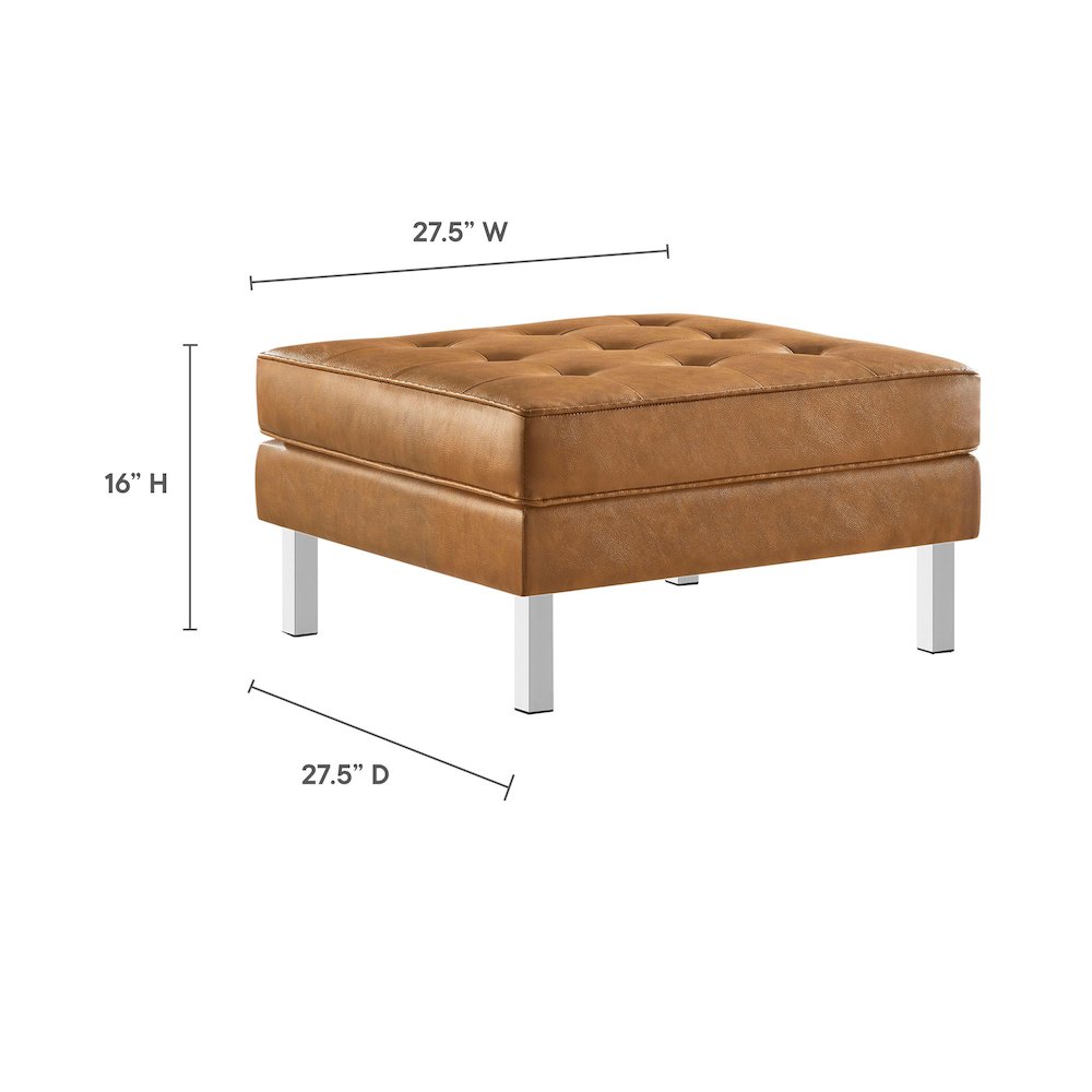 Loft Tufted Vegan Leather Ottoman. Picture 3