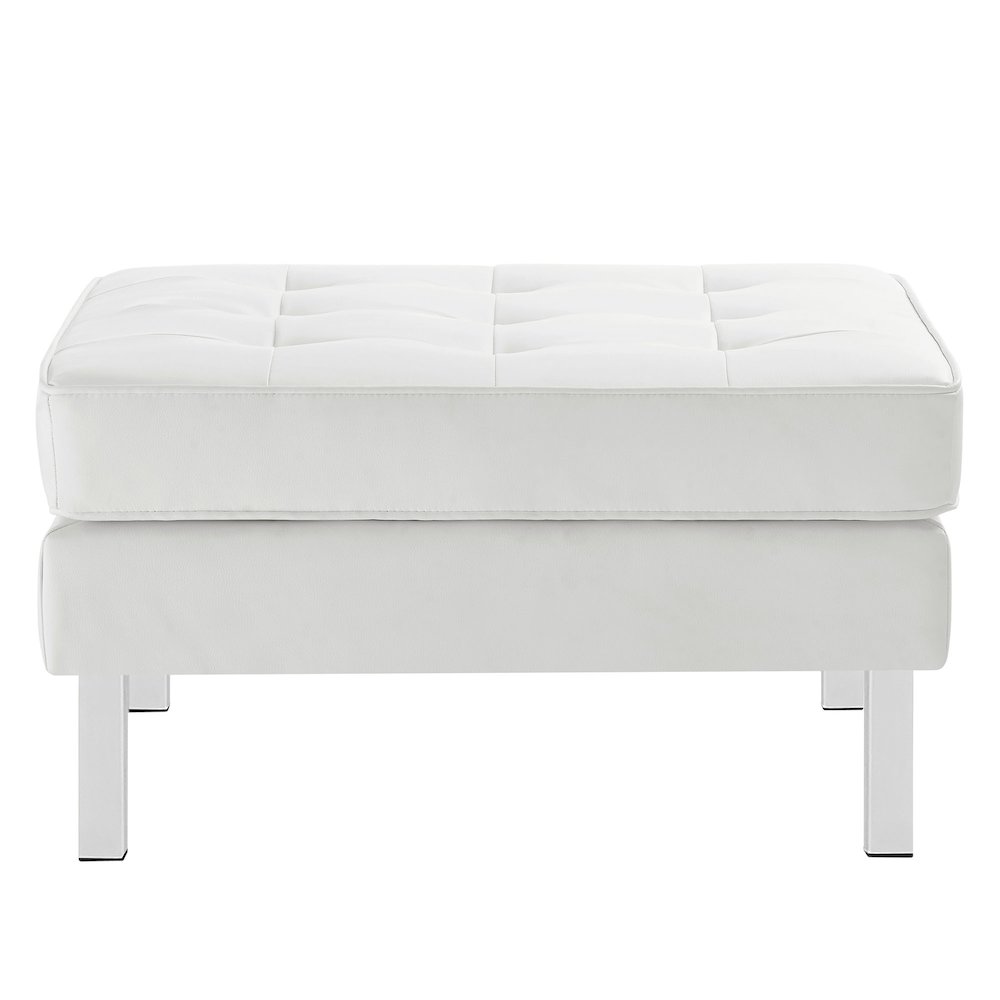 Loft Tufted Vegan Leather Ottoman. Picture 4