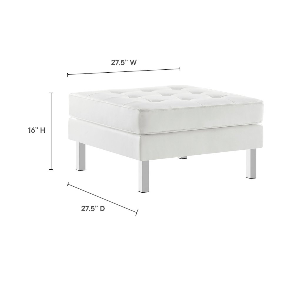 Loft Tufted Vegan Leather Ottoman. Picture 3