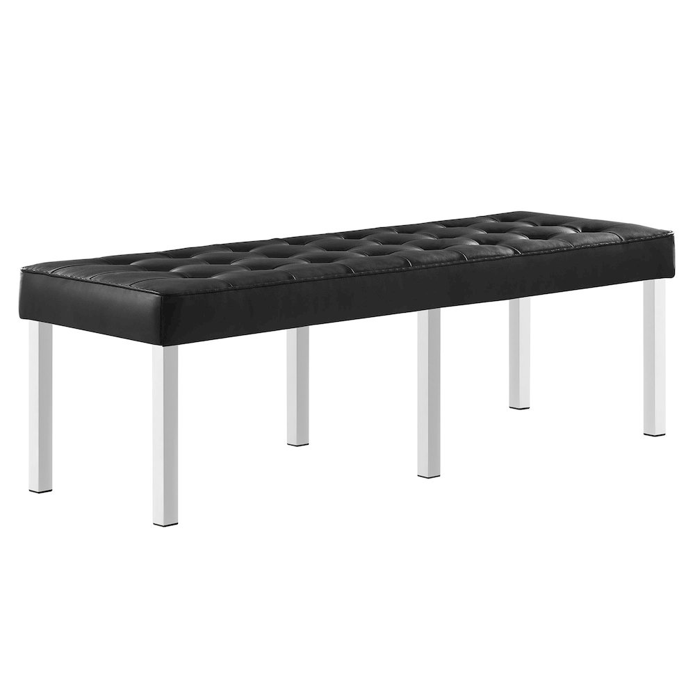 Loft Tufted Vegan Leather Bench. Picture 1