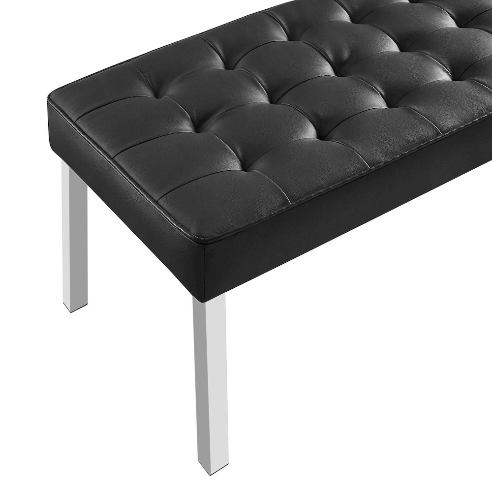 Loft Tufted Vegan Leather Bench. Picture 6