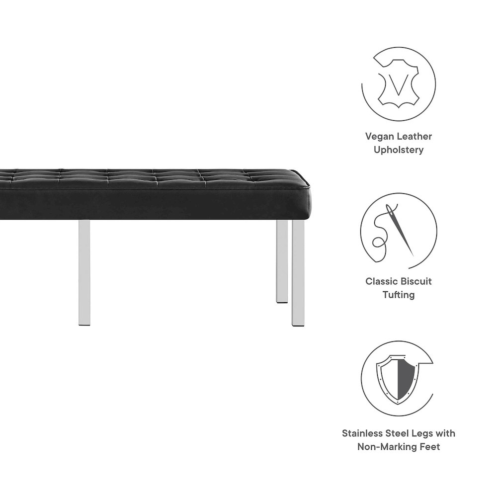 Loft Tufted Vegan Leather Bench. Picture 2