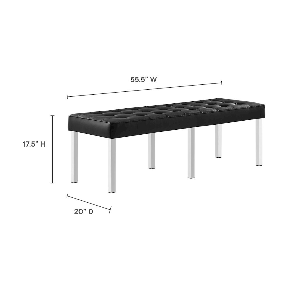 Loft Tufted Vegan Leather Bench. Picture 3