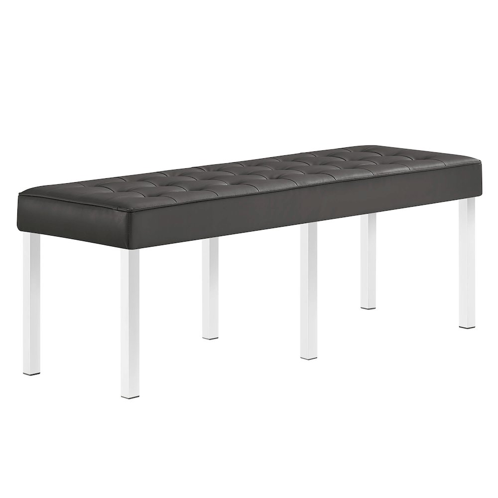 Loft Tufted Vegan Leather Bench. Picture 1
