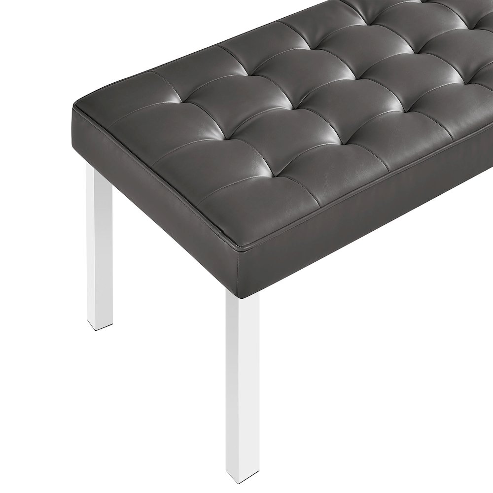 Loft Tufted Vegan Leather Bench. Picture 6