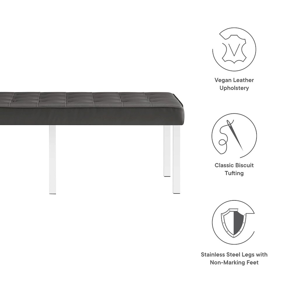 Loft Tufted Vegan Leather Bench. Picture 2