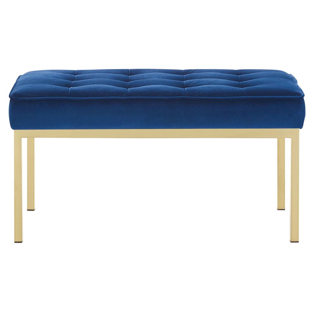 Loft Gold Stainless Steel Leg Medium Performance Velvet Bench. Picture 3