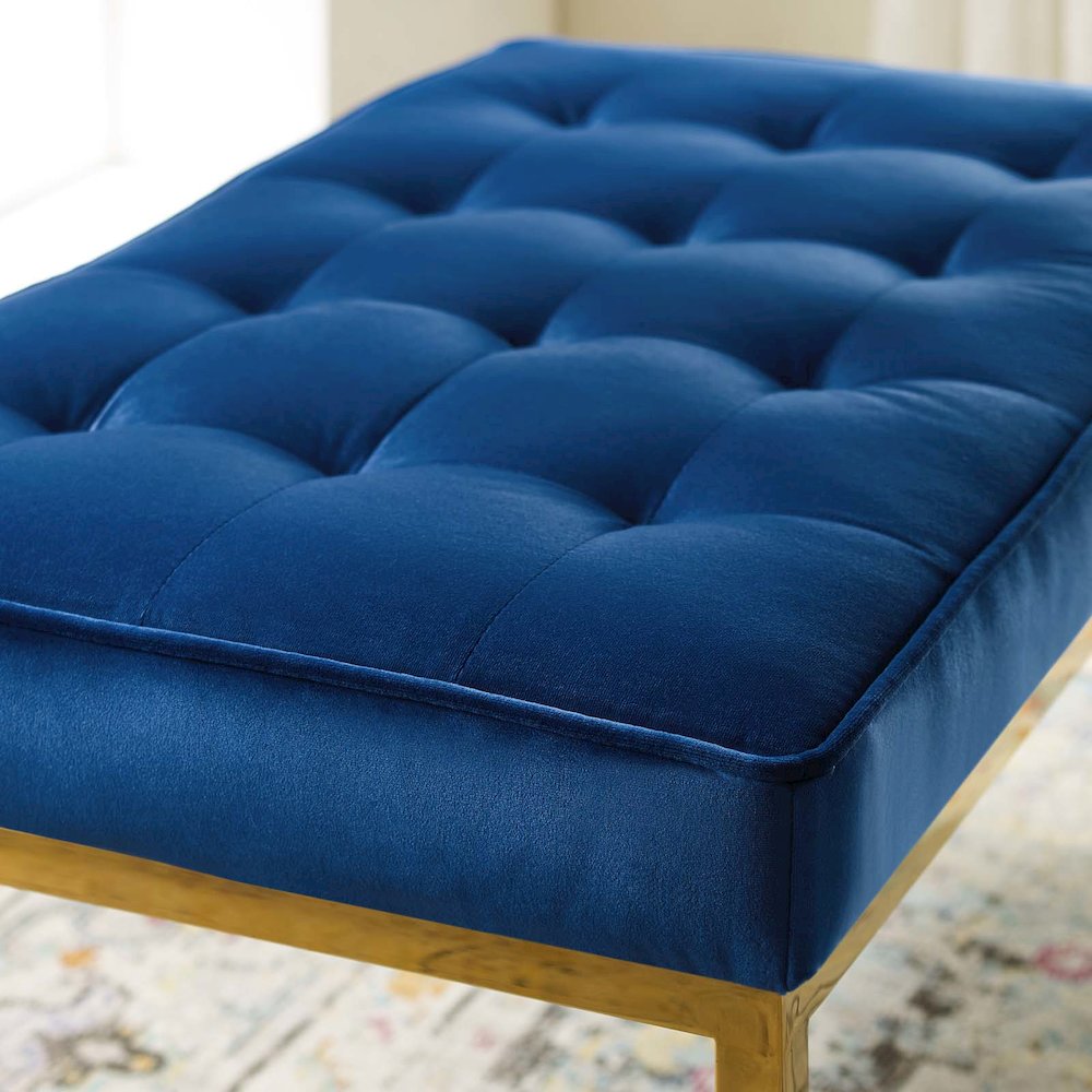 Loft Gold Stainless Steel Leg Medium Performance Velvet Bench. Picture 5
