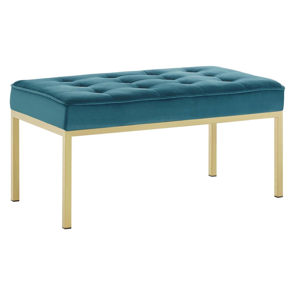 Loft Gold Stainless Steel Leg Medium Performance Velvet Bench. Picture 1