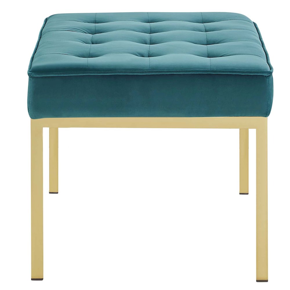 Loft Gold Stainless Steel Leg Medium Performance Velvet Bench. Picture 2