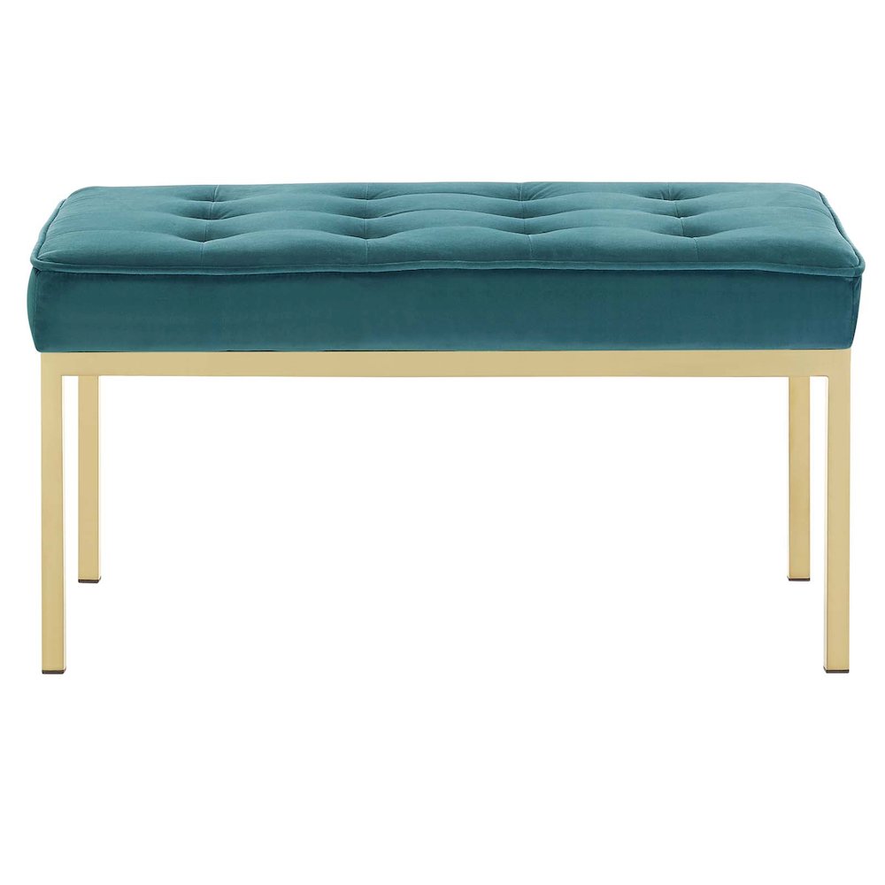 Loft Gold Stainless Steel Leg Medium Performance Velvet Bench. Picture 3
