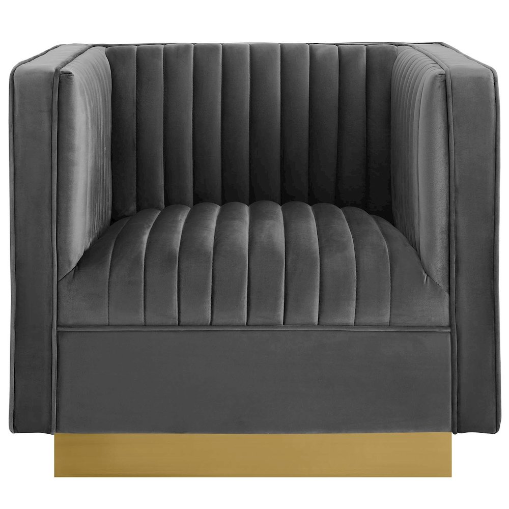 Sanguine Vertical Channel Tufted Accent Performance Velvet Armchair. Picture 4