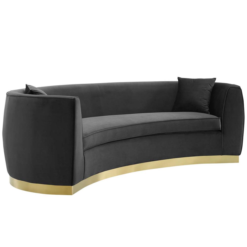 Resolute Curved Performance Velvet Sofa. Picture 2