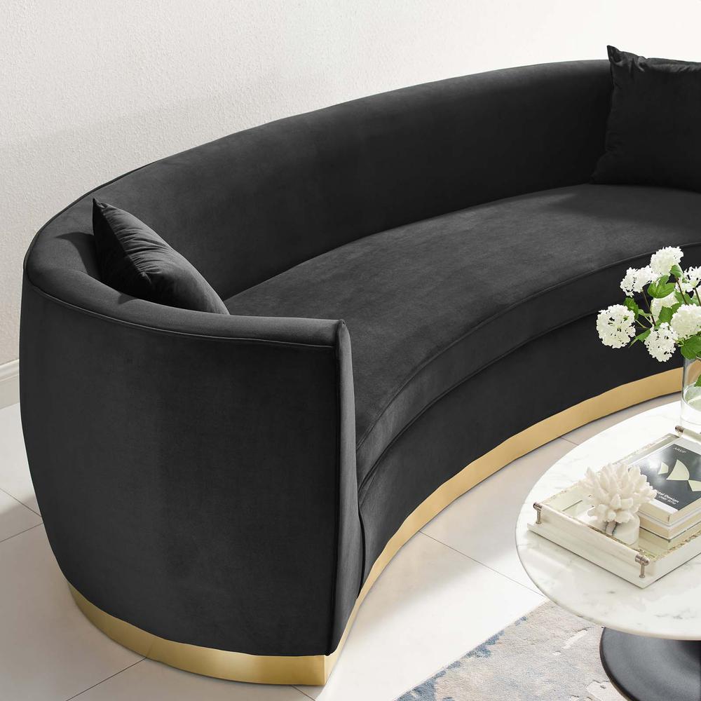 Resolute Curved Performance Velvet Sofa. Picture 5