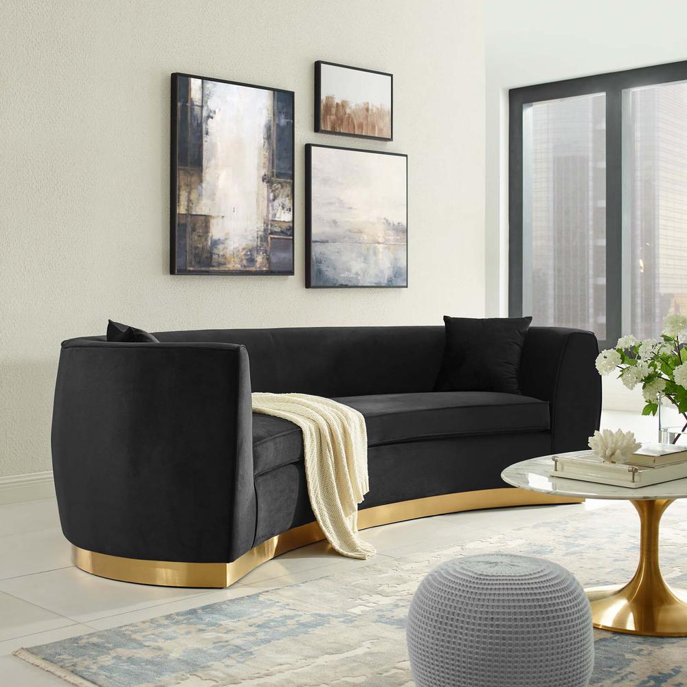 Resolute Curved Performance Velvet Sofa. Picture 6