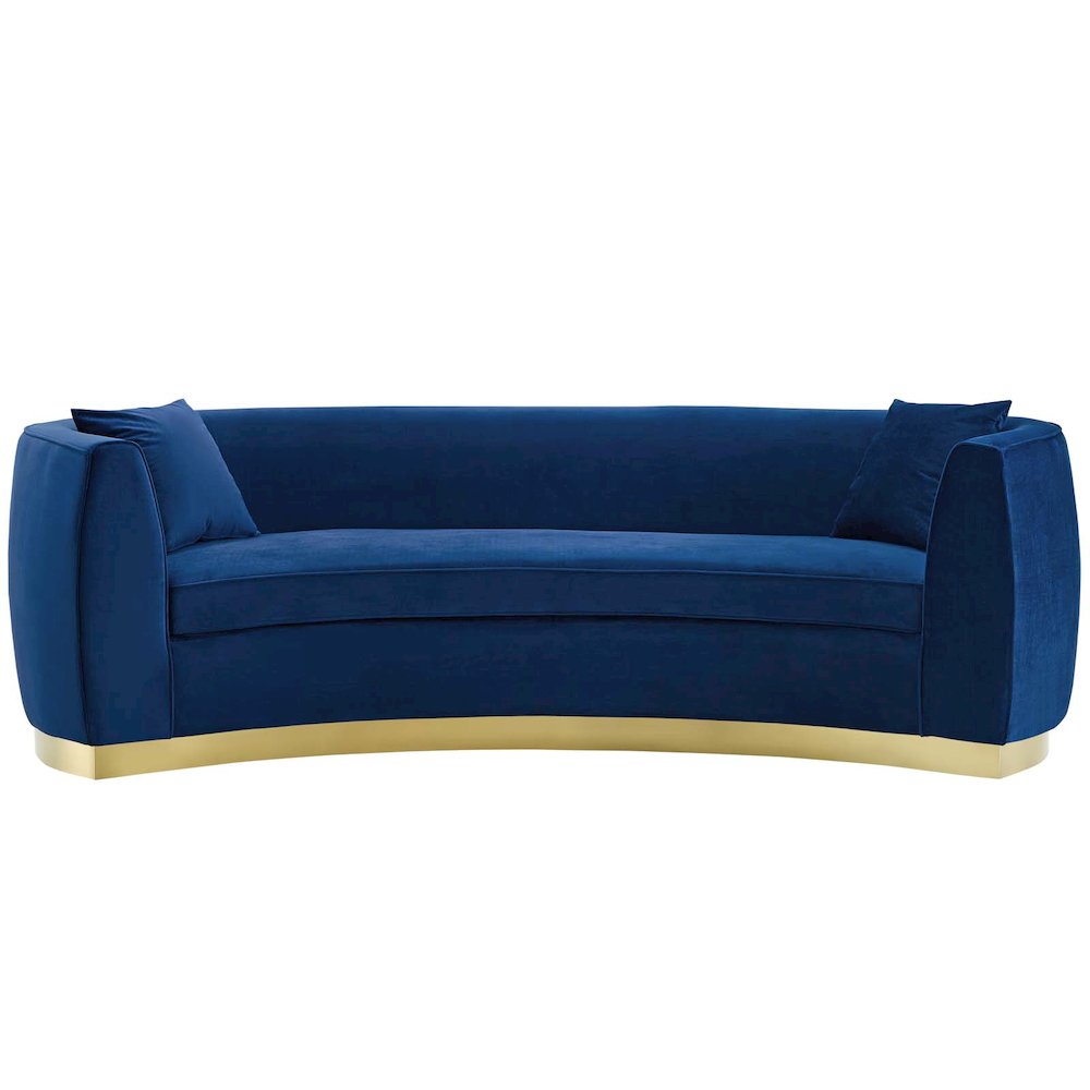 Resolute Curved Performance Velvet Sofa. Picture 1