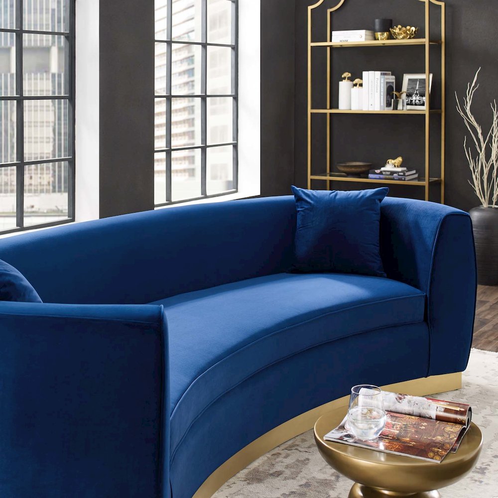 Resolute Curved Performance Velvet Sofa. Picture 5