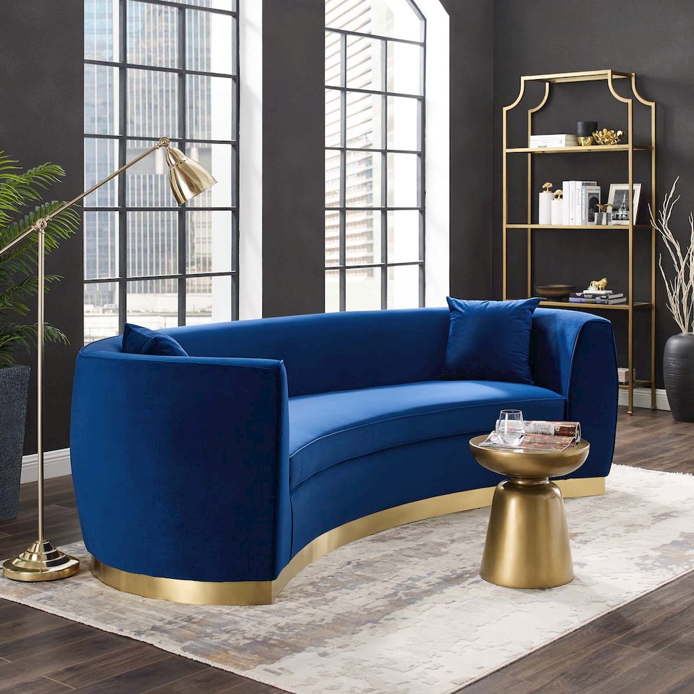 Resolute Curved Performance Velvet Sofa. Picture 6
