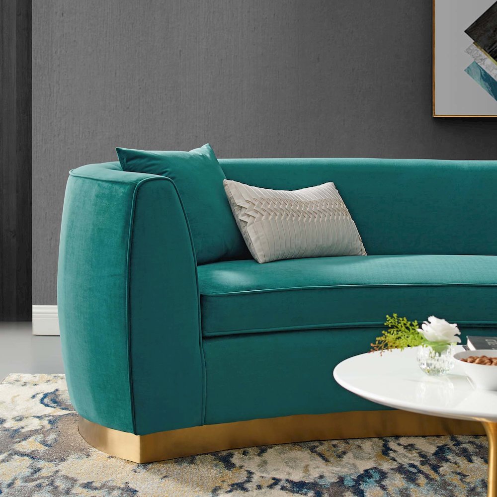 Resolute Curved Performance Velvet Sofa. Picture 6