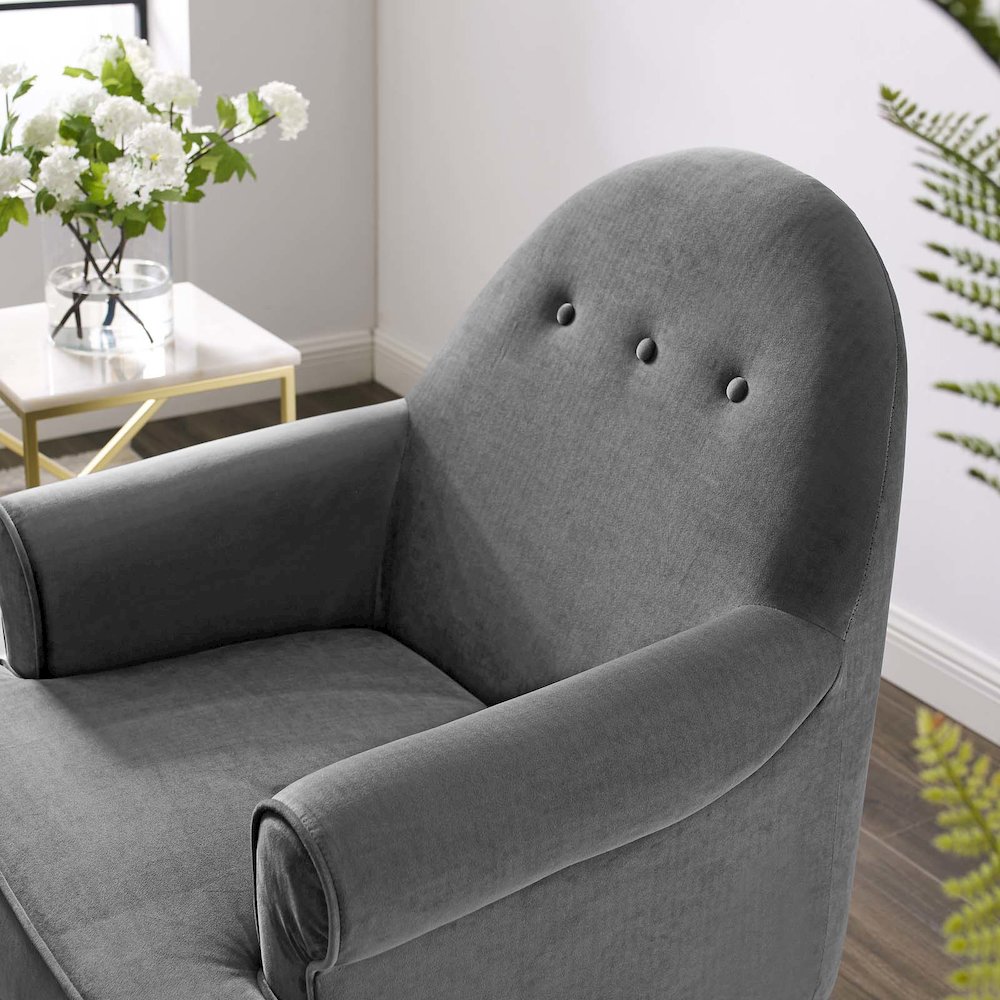 Revive Tufted Button Accent Performance Velvet Armchair. Picture 6