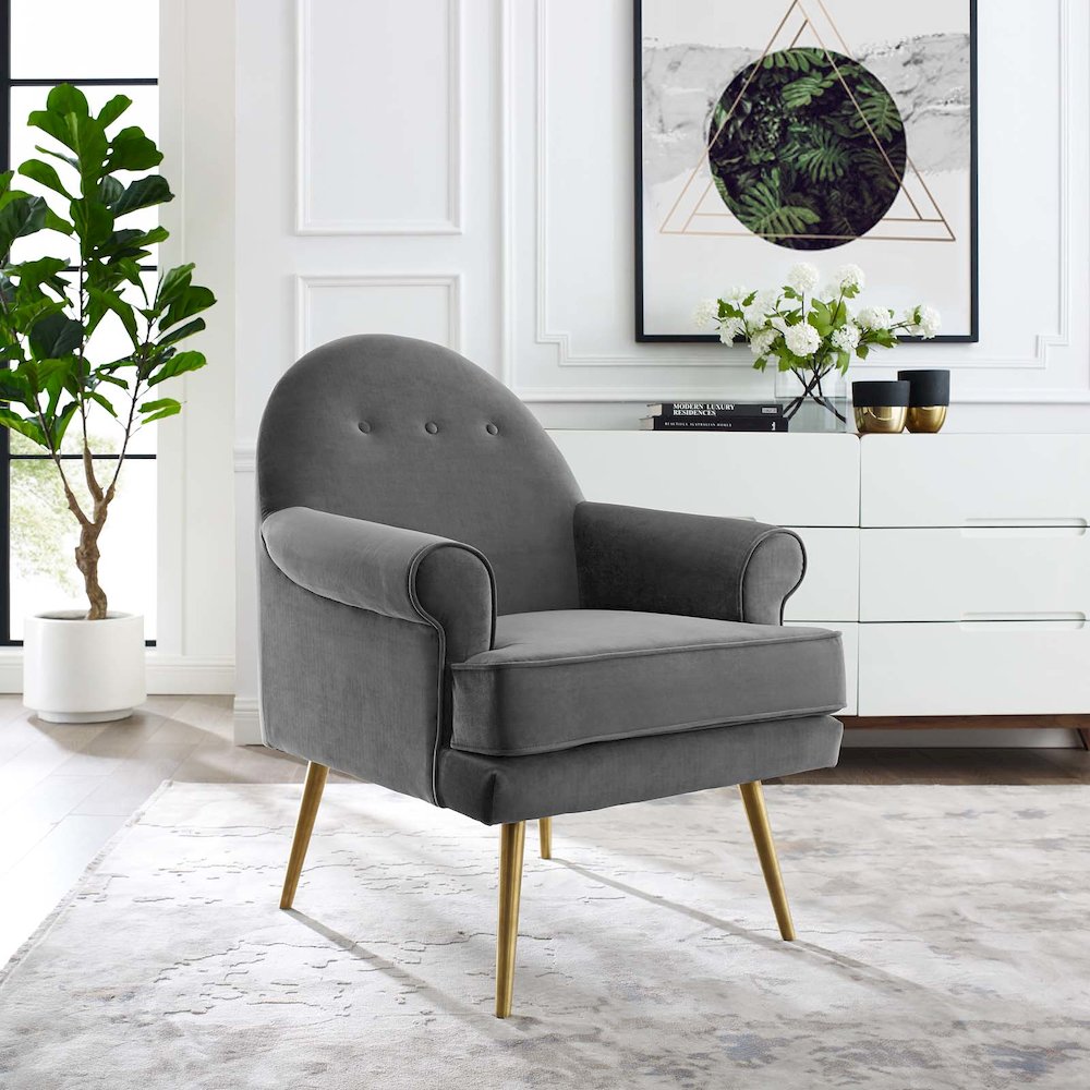Revive Tufted Button Accent Performance Velvet Armchair. Picture 5