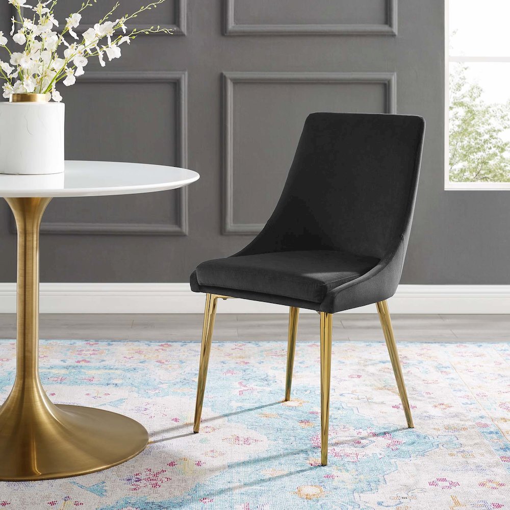 Viscount Modern Accent Performance Velvet Dining Chair. Picture 7