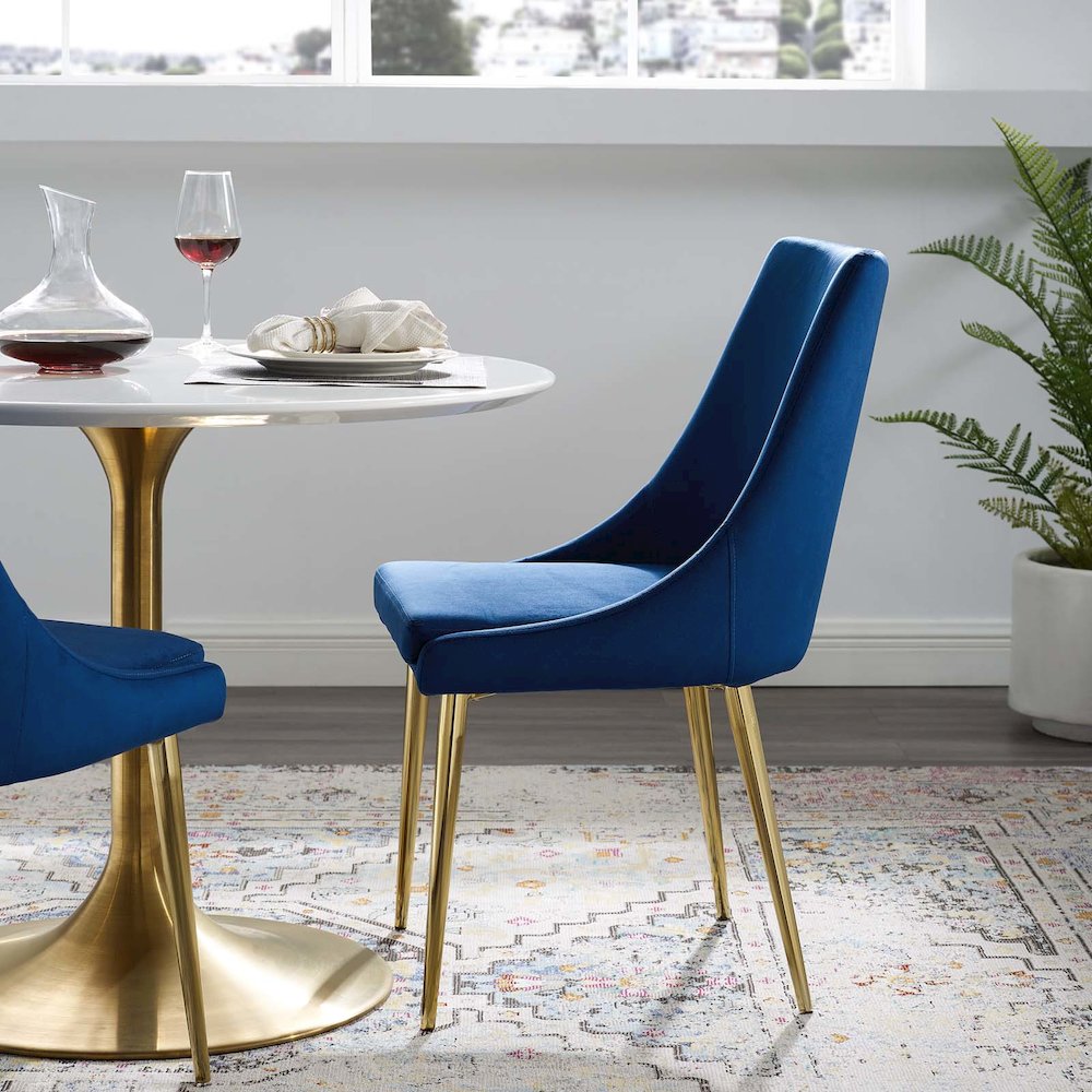 Viscount Modern Accent Performance Velvet Dining Chair. Picture 6