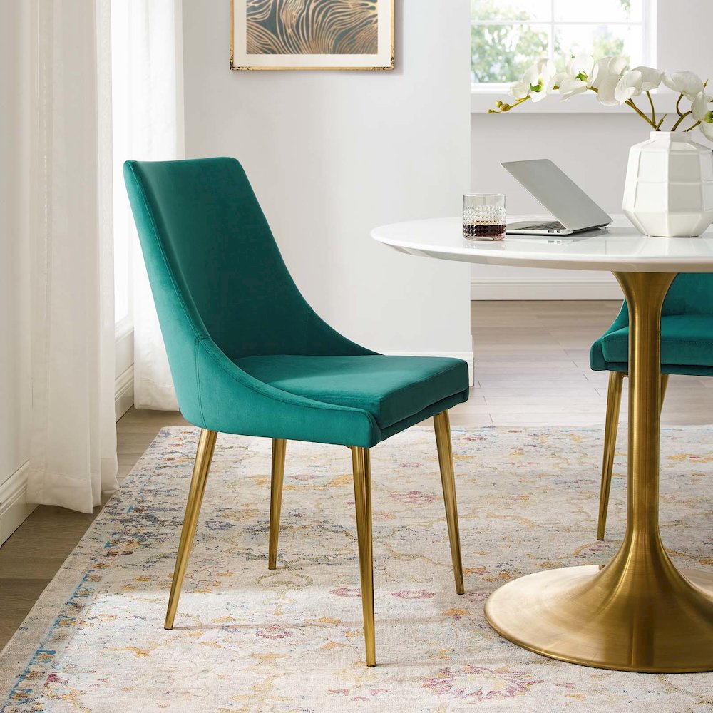 Viscount Modern Accent Performance Velvet Dining Chair. Picture 6
