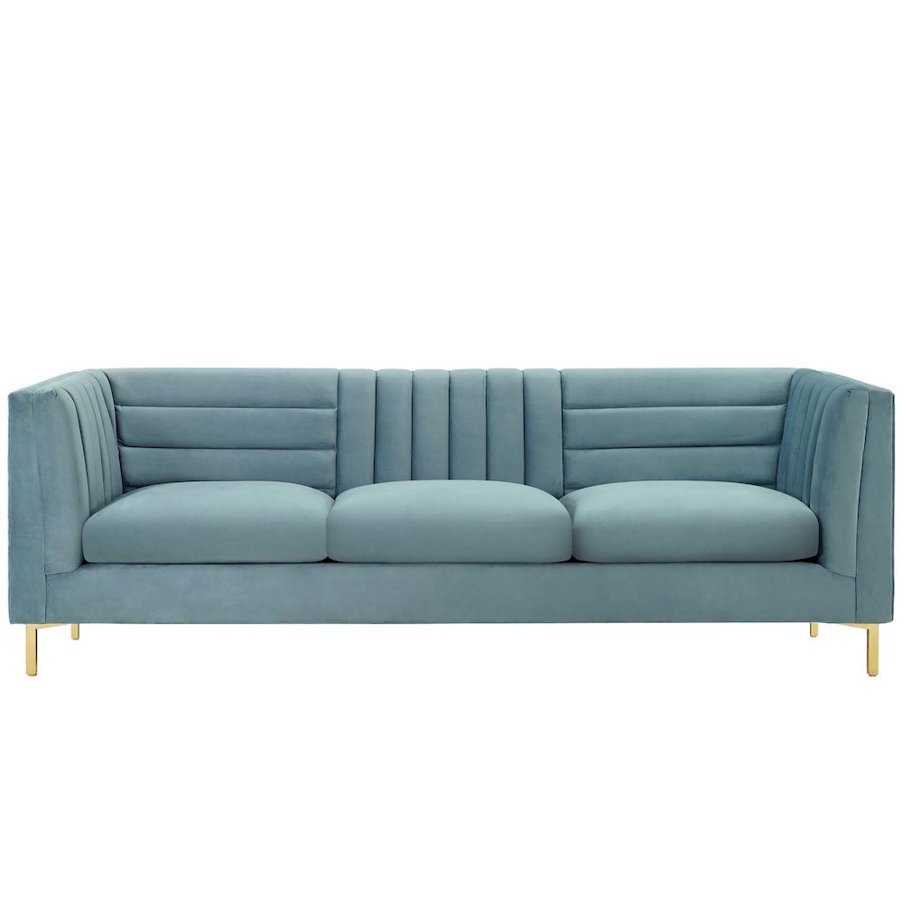 Ingenuity Channel Tufted Performance Velvet Sofa. Picture 3