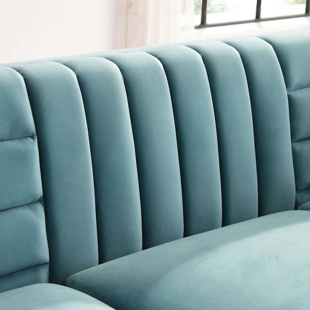 Ingenuity Channel Tufted Performance Velvet Sofa. Picture 6