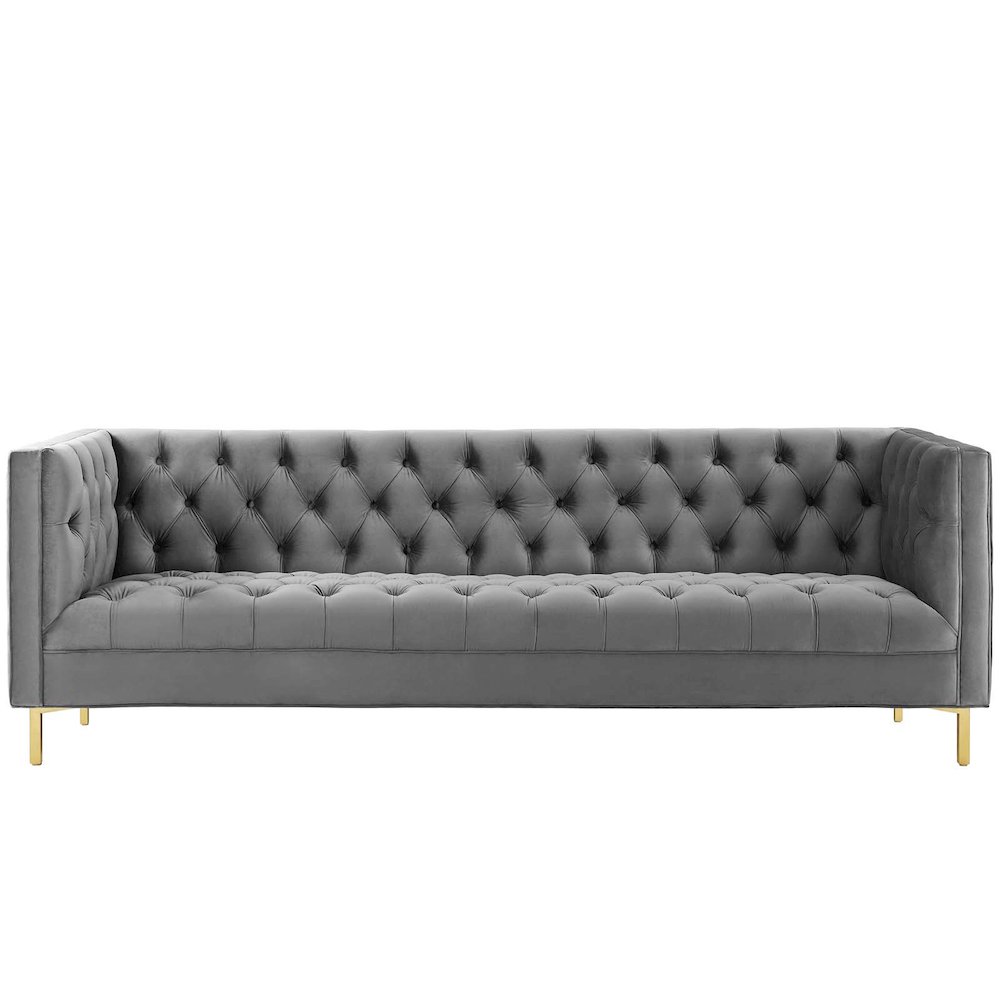 Delight Tufted Button Performance Velvet Sofa. Picture 3