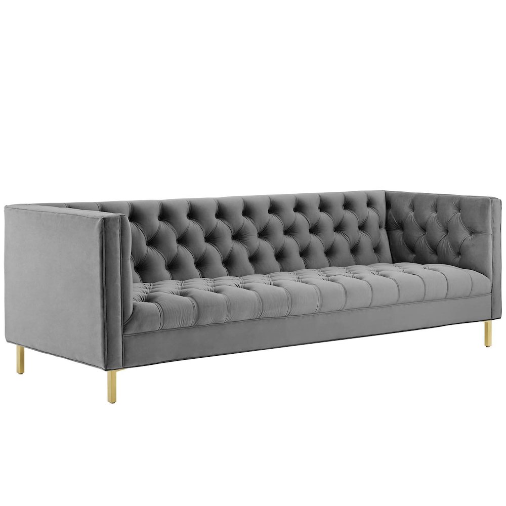 Delight Tufted Button Performance Velvet Sofa. Picture 1